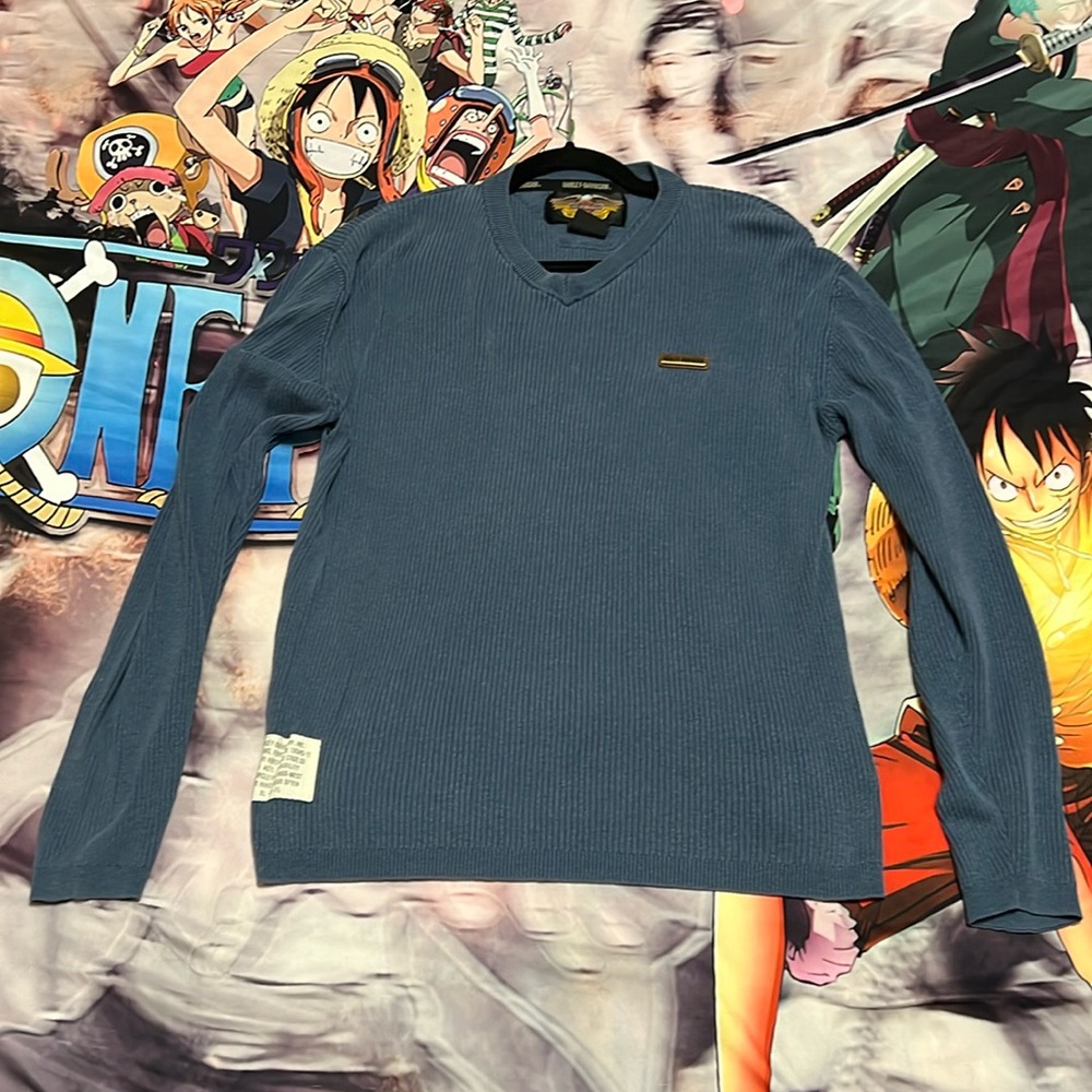 Harley-Davidson Vintage Blue Long Sleeve Sweatshirt XL W/ Flaw